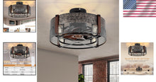 Load image into Gallery viewer, Bladeless Flush Mount Ceiling Fan with Timer - Vintage Style for Small Spaces