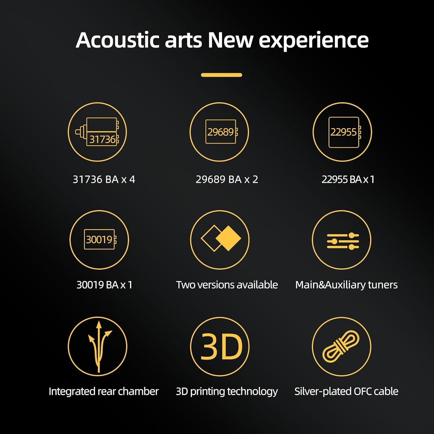 IEM Earphones with 24 Balanced Armature Drivers & Detachable Cable - HiFi Sound