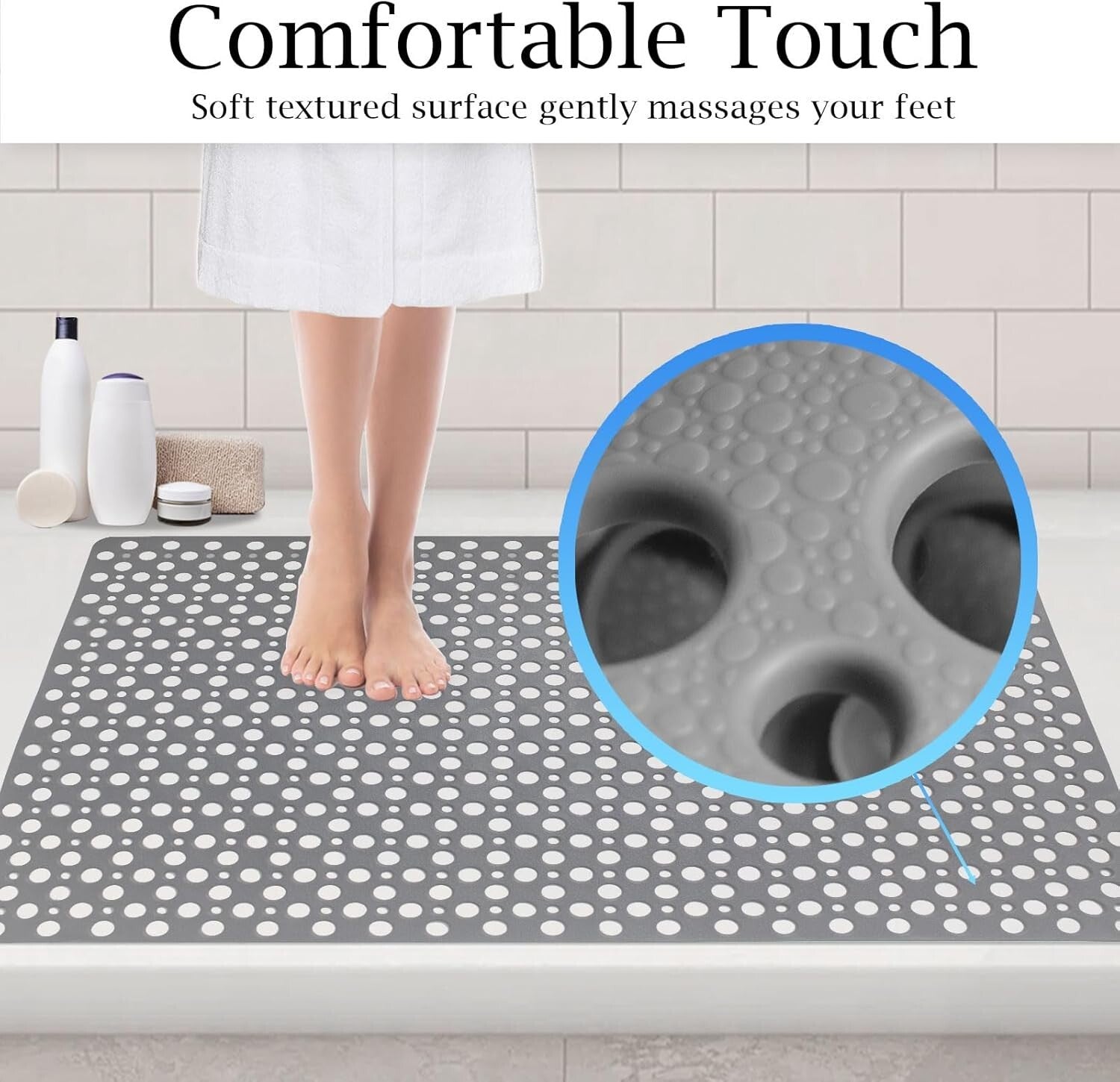 Comfortable Oversized Anti-Slip Shower Mat - 47x32 Inches for Ultimate Safety