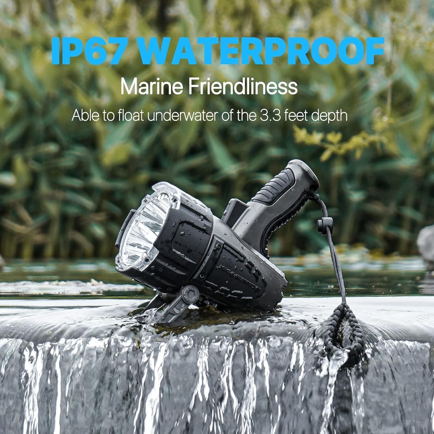 Portable 10000 Lumen LED Spotlight with EVA Case - Ideal for Fishing & Hiking