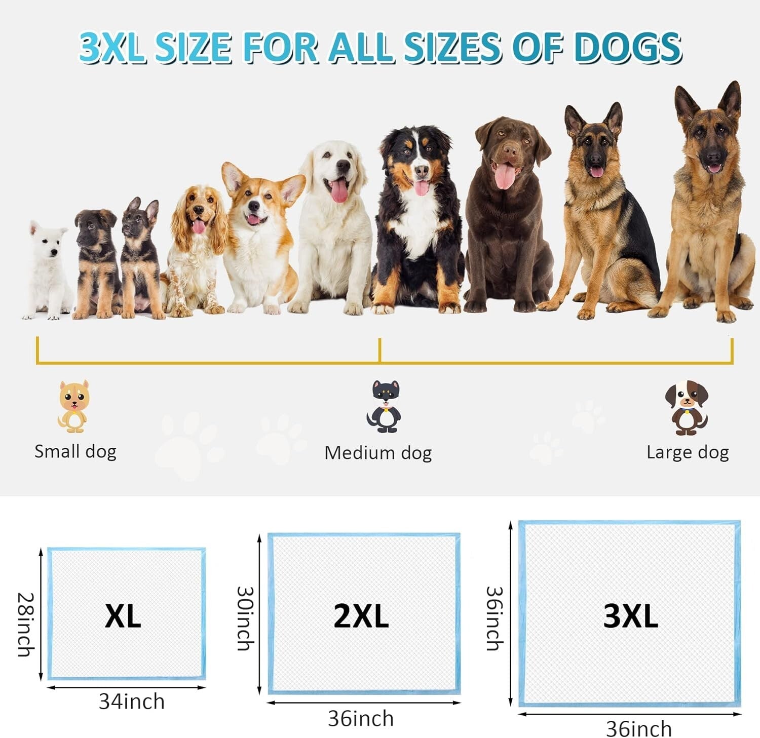 Leak-Proof 36"x36" Pet Training Pads - Super Absorbent for All Pets, 150ct