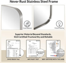 Load image into Gallery viewer, Modern 48"L x 18"W Full Length Mirror with Stainless Steel Frame - Easy Install