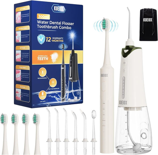 Complete Oral Care Set: 320ML Cordless Flosser & Advanced Electric Toothbrush