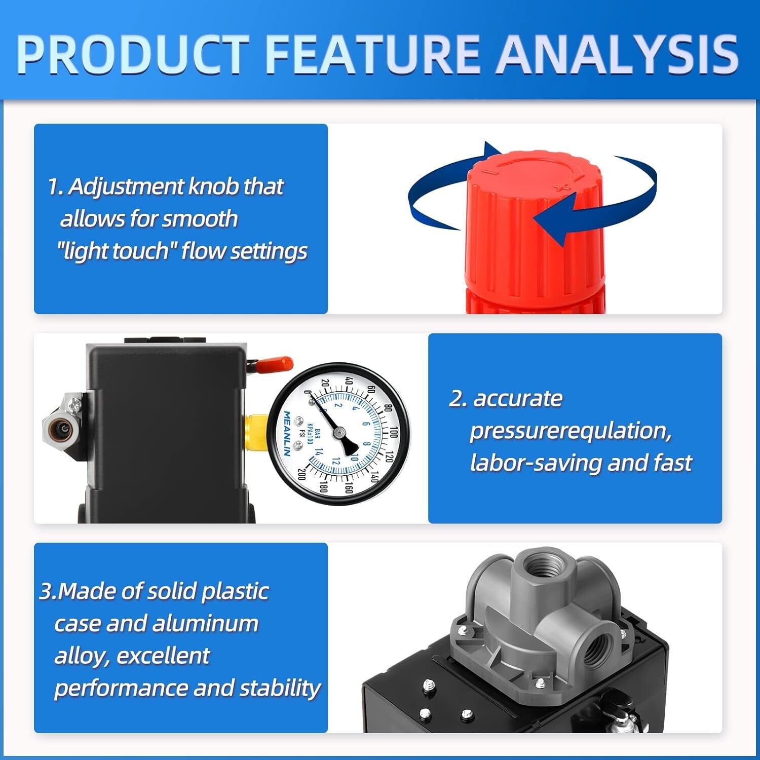 Complete Replacement Air Compressor Parts: Pressure Switch & Relief Valve