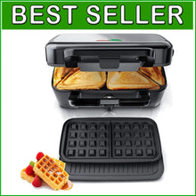 Load image into Gallery viewer, Portable 1200W Waffle Maker &amp; Panini Press - Removable Plates for Easy Cooking