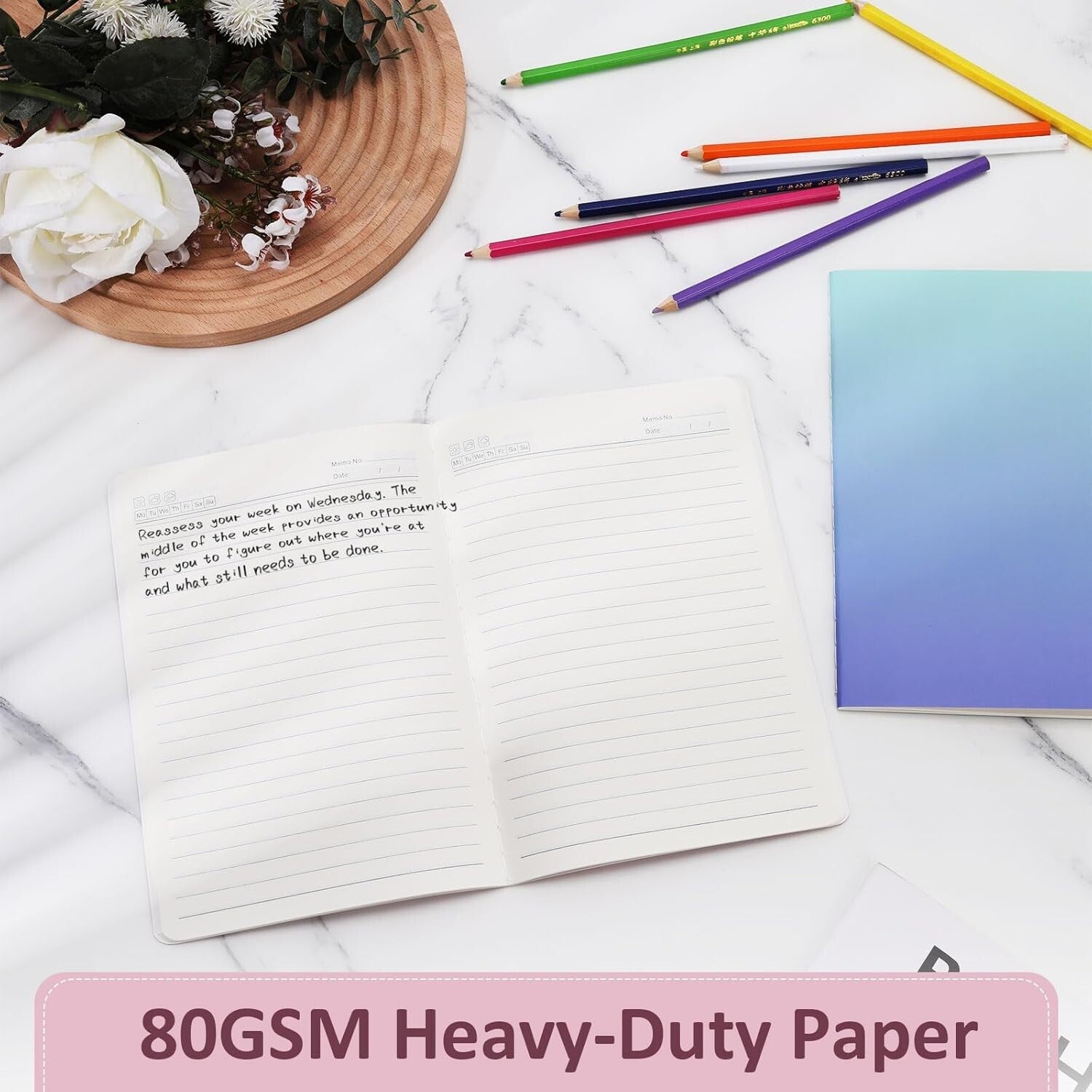 A5 Kraft Paper Notebooks - 12 Pack Gradient Lined Journals for Travel Writing