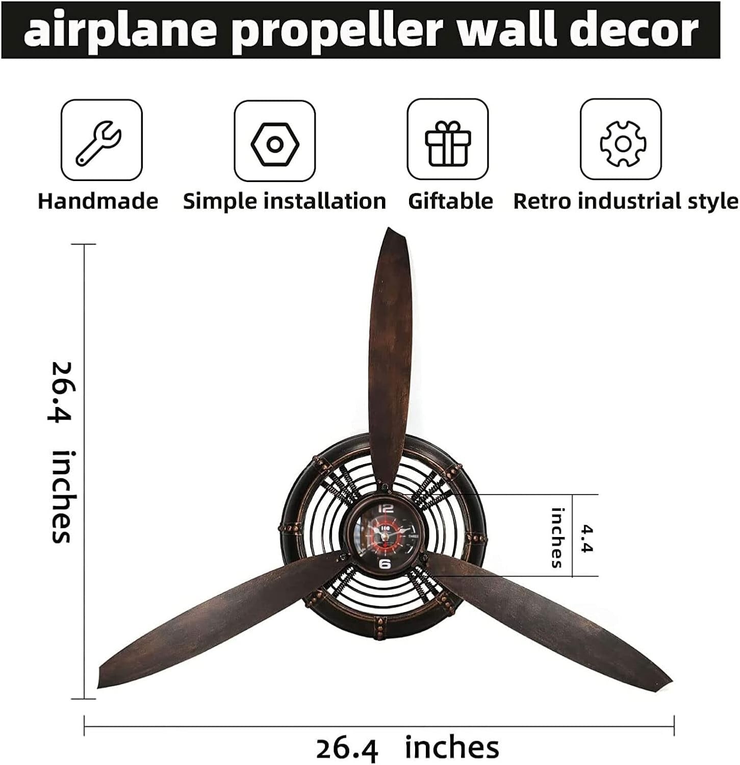 Sturdy Metal Airplane Propeller Wall Sculpture - Perfect for Aviation Lovers