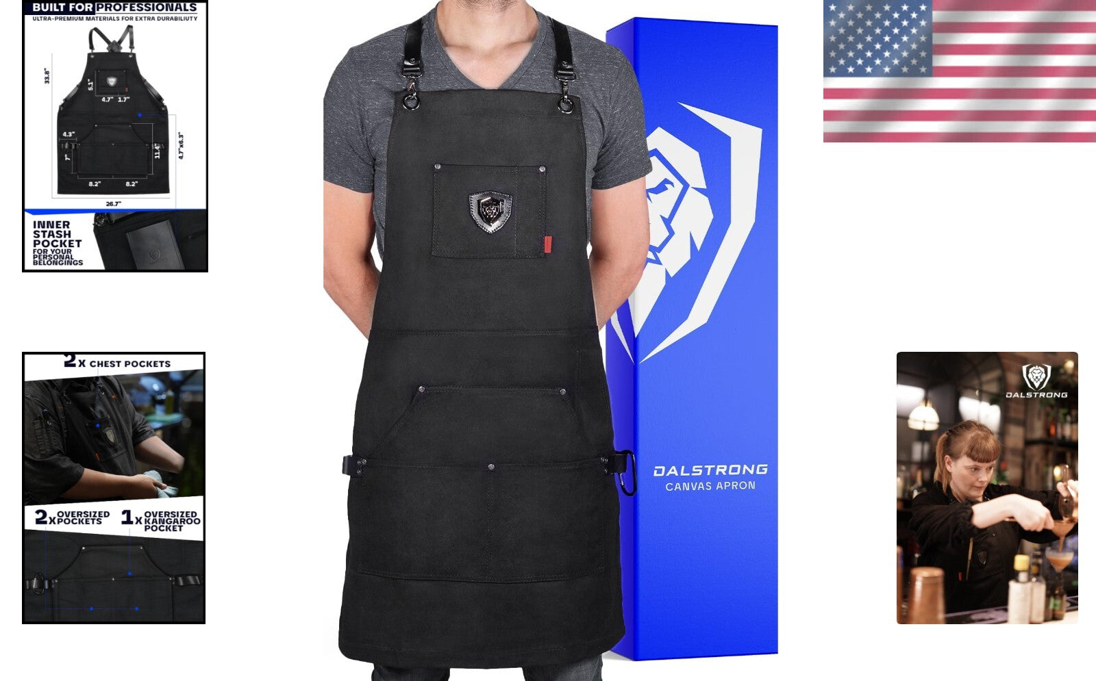 Customizable Professional Cooking Apron with Brass Plate & Advanced Comfort