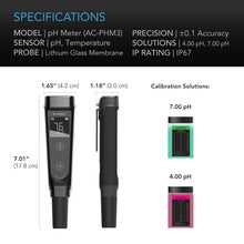 Load image into Gallery viewer, IP-67 Waterproof pH Meter Kit with Calibration Solutions for Gardening &amp; Pools