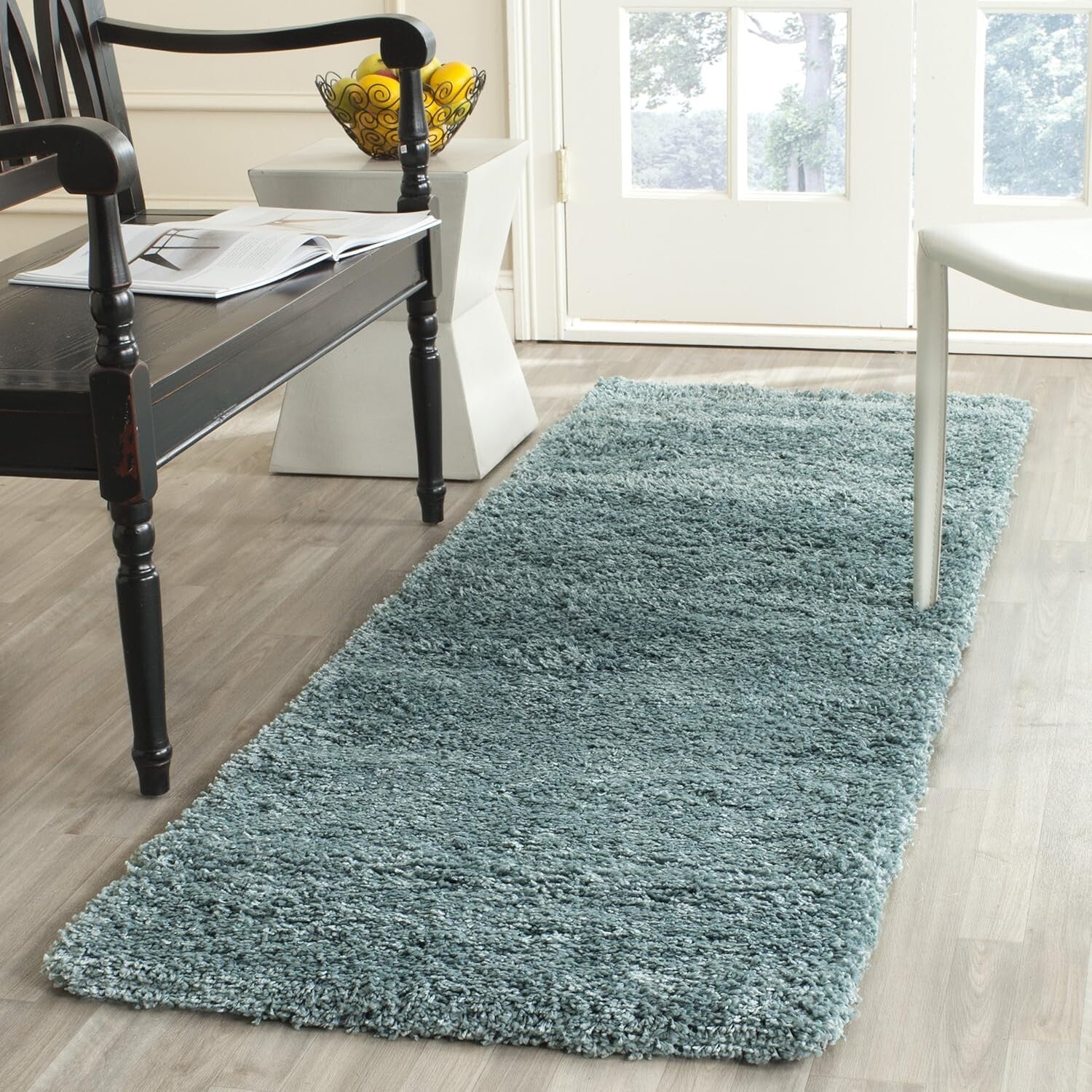 Plush Light Blue California Shag Runner Rug - 2'3" x 7' for High Traffic Areas