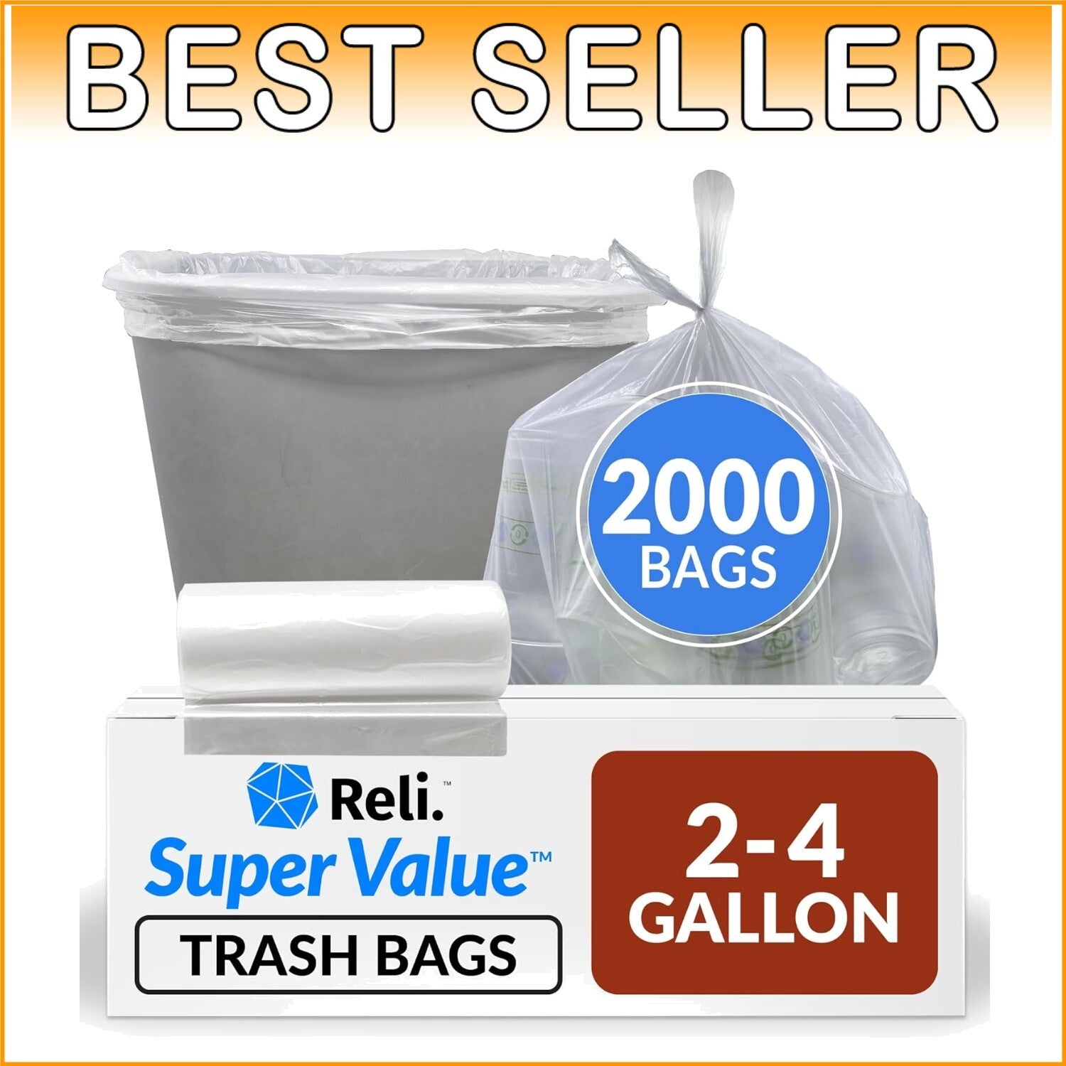 Clear Multi-Use Trash Bags - 2000 Count, Perfect for Small Bins & Clean Ups