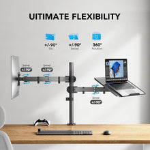 Load image into Gallery viewer, Flexible 2-in-1 Adjustable Monitor &amp; Laptop Mount with Cable Management Included