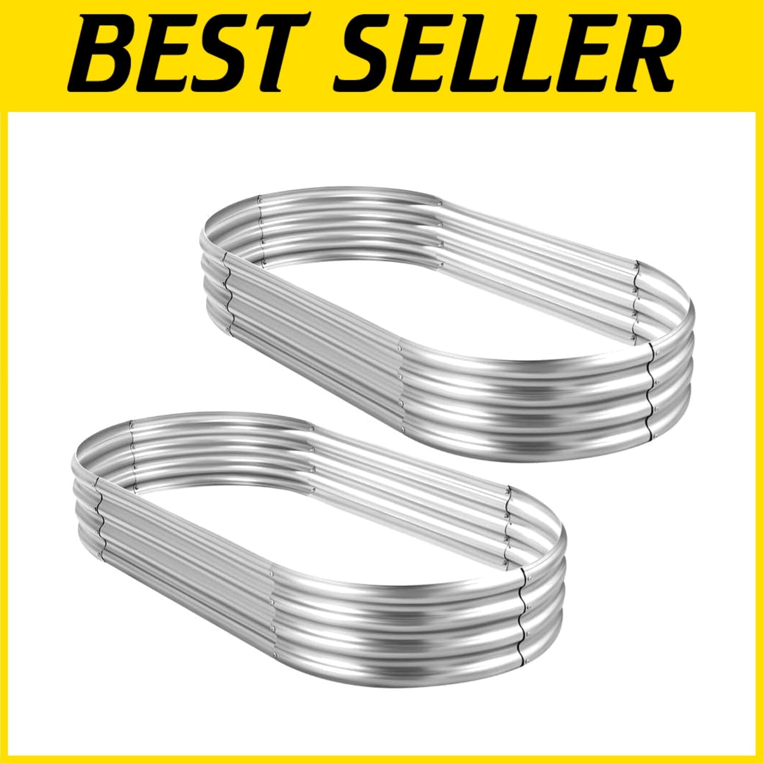 Large Capacity 2-Piece Galvanized Planter Box Set - Ideal for Vegetable Gardens