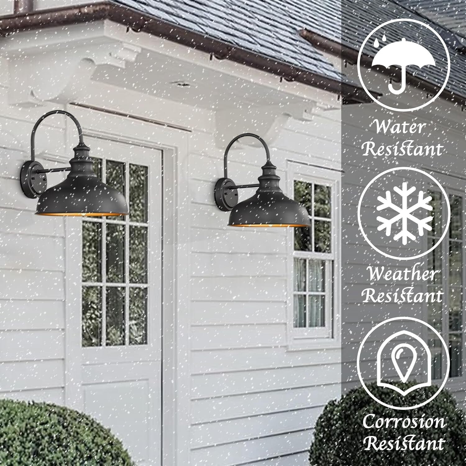 Elegant Outdoor Wall Lantern - Black & Copper Gooseneck Barn Light Fixture