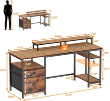 Load image into Gallery viewer, Versatile 61" Computer Desk with Shelves and File Drawer - Home Office Essential