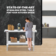 Load image into Gallery viewer, Stainless Steel Workbench 24x60 for Commercial Use - Easy Assembly &amp; Maintenance