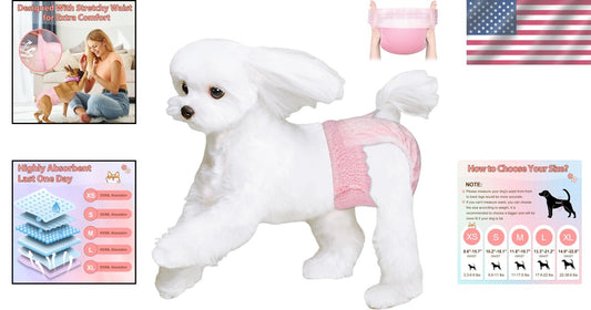Extra Small 30-Pack Elastic Dog Diapers for Females in Heat - Strong Absorbency