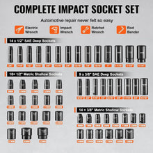 Load image into Gallery viewer, Comprehensive 59 Piece Socket Set - SAE &amp; Metric Impact Tools, Easy Storage Case