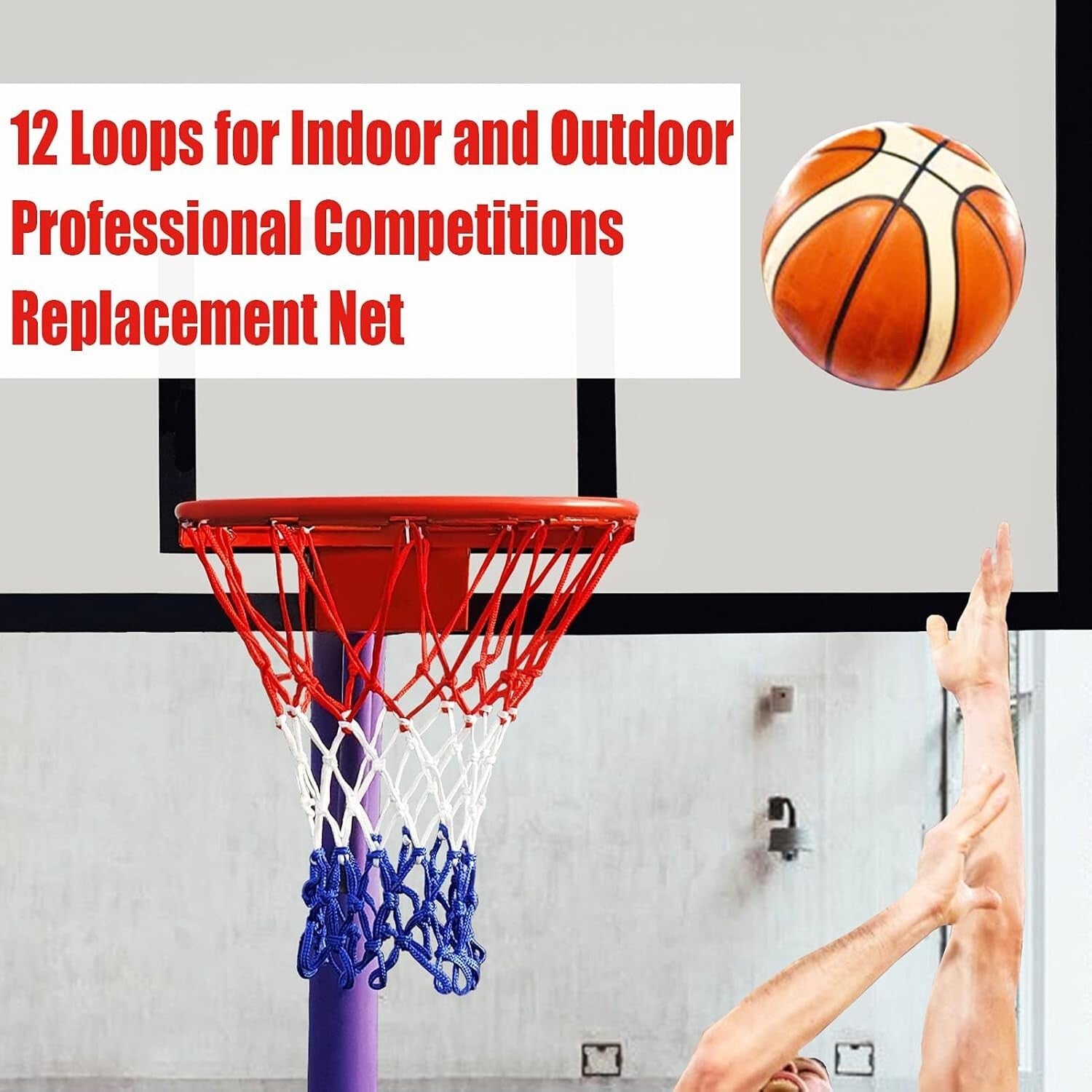 2025 Upgrade Basketball Nets - 12 Loops, Weatherproof, Fade-Resistant, 6 Pack