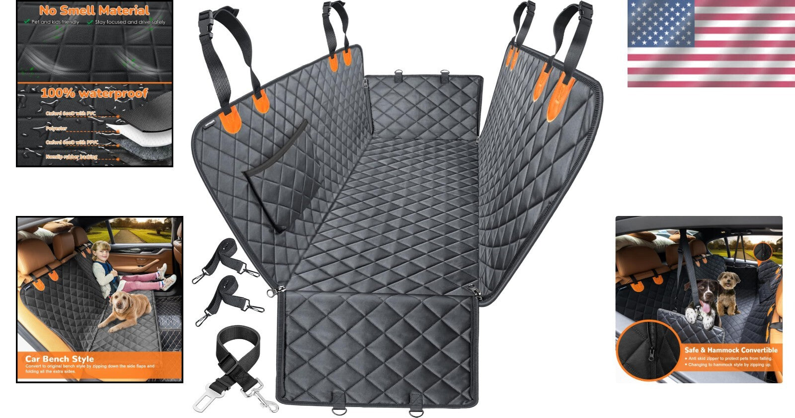 Extra Large Dog Hammock Seat Cover - Scratch-Proof, Easy to Clean & Install