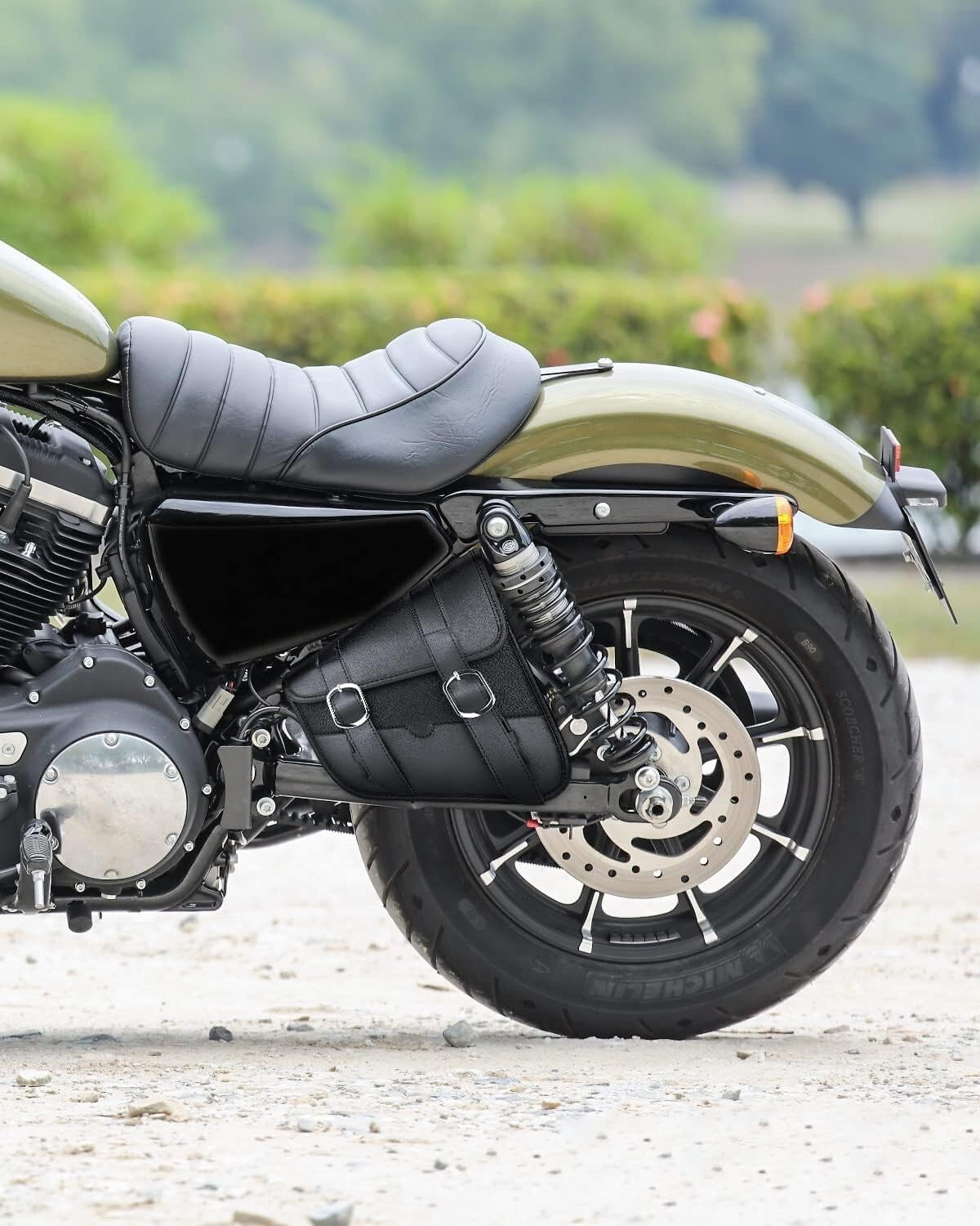 Compact 4L Hard-Shell Motorcycle Swingarm Bag for Sportster and Rebel Models