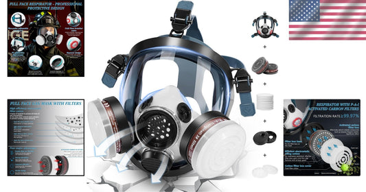 Advanced Full Face Gas Mask for Nuclear & Chemical Protection – Adjustable Fit
