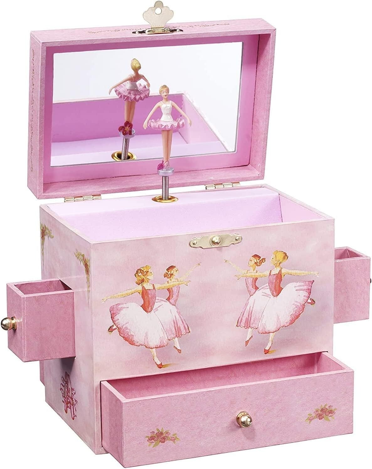 Magical Musical Jewelry Box with 4 Drawers and Ballerina Figurine - Gift Ready