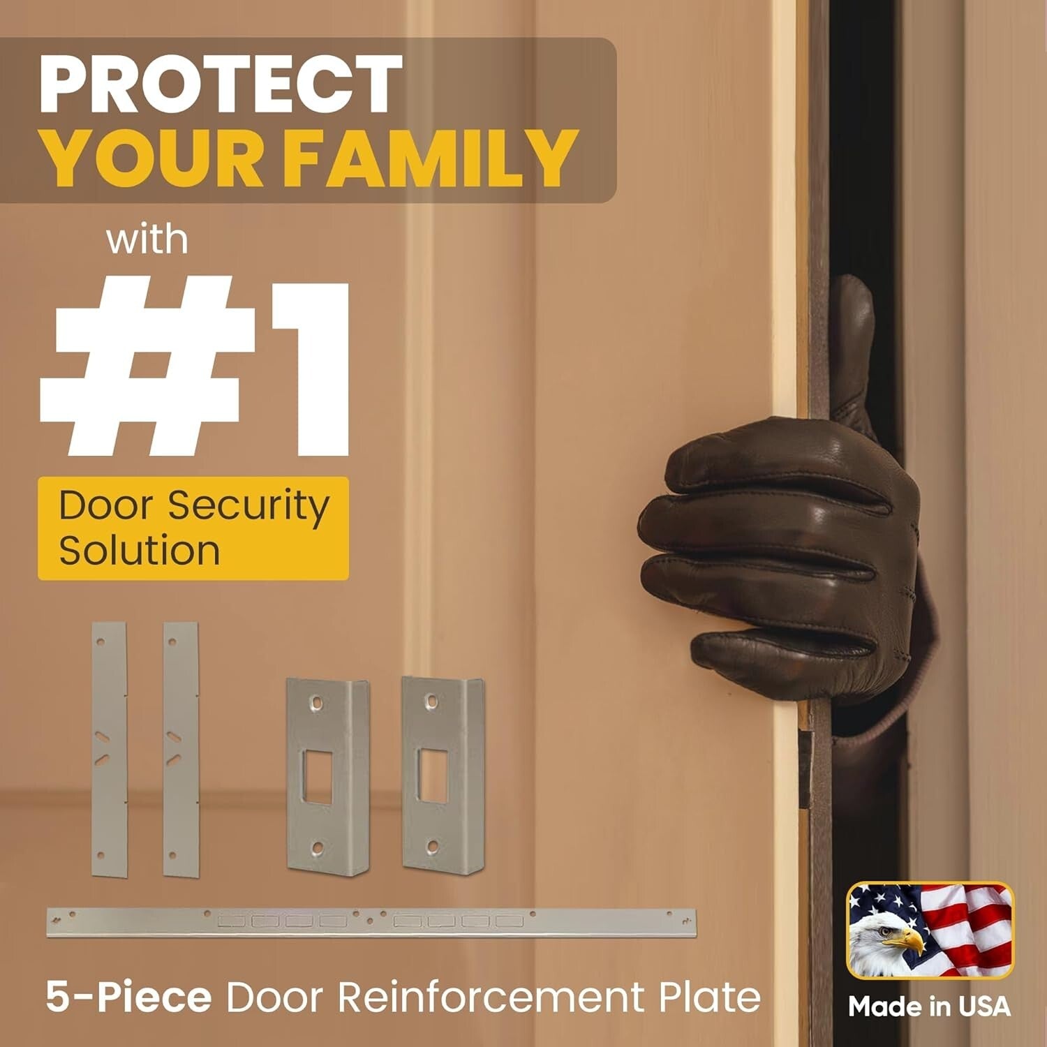 DIY Door Armor MAX Security System for Jambs & Hinges - 30-Minute Installation
