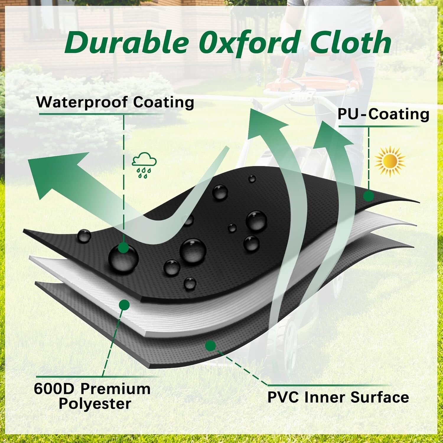 600D Heavy-Duty Zero-Turn Mower Cover - Drawstring & Protection Bag Included