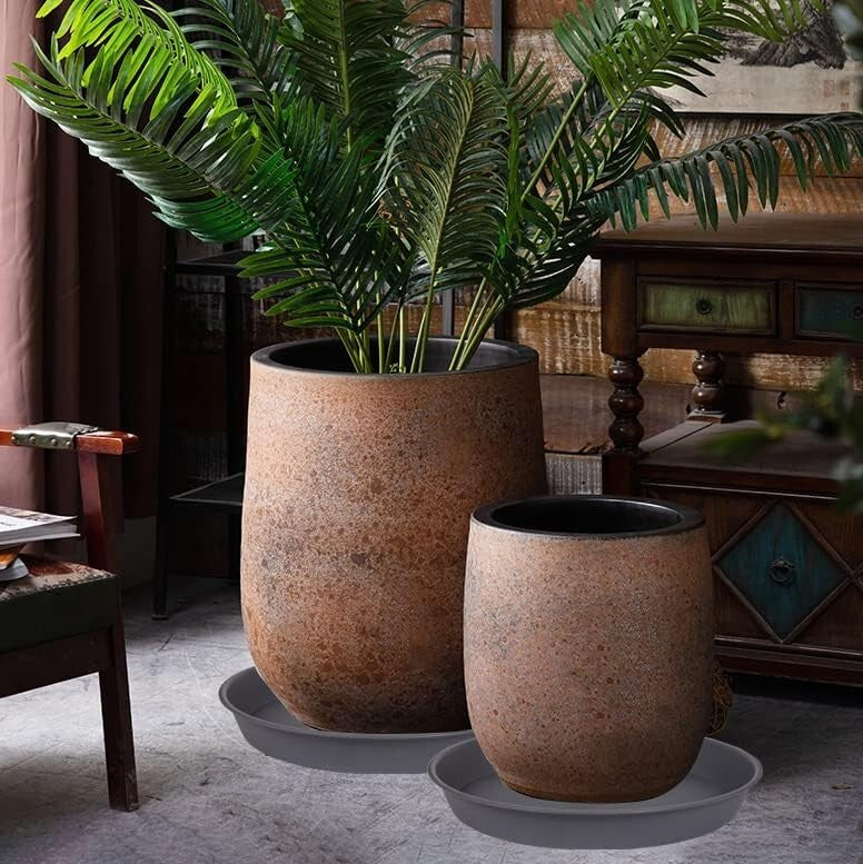 Deep 19" Plant Saucers - 4 Pack of Matte Finish Drip Trays for Garden & Home