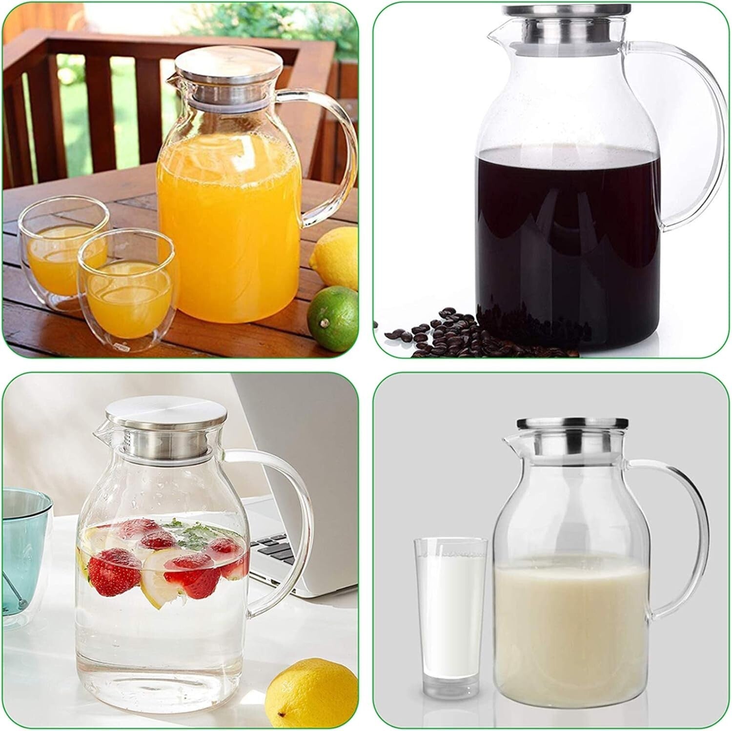 Large Capacity Glass Pitcher - 105OZ Borosilicate for Iced Tea & Hot Beverages