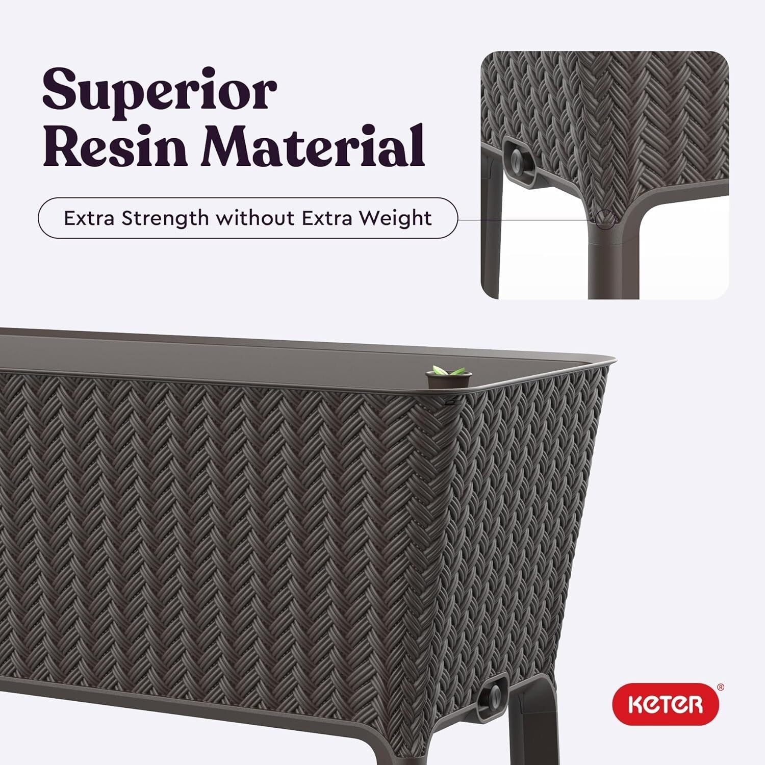 Modern 31.7 Gallon Self-Watering Planter with Drainage for Hassle-Free Gardening