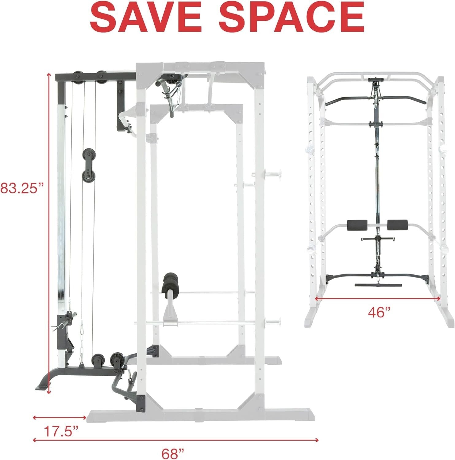 Multi-Function Power Cage with LAT Pulldown Attachment - 270 lbs Capacity