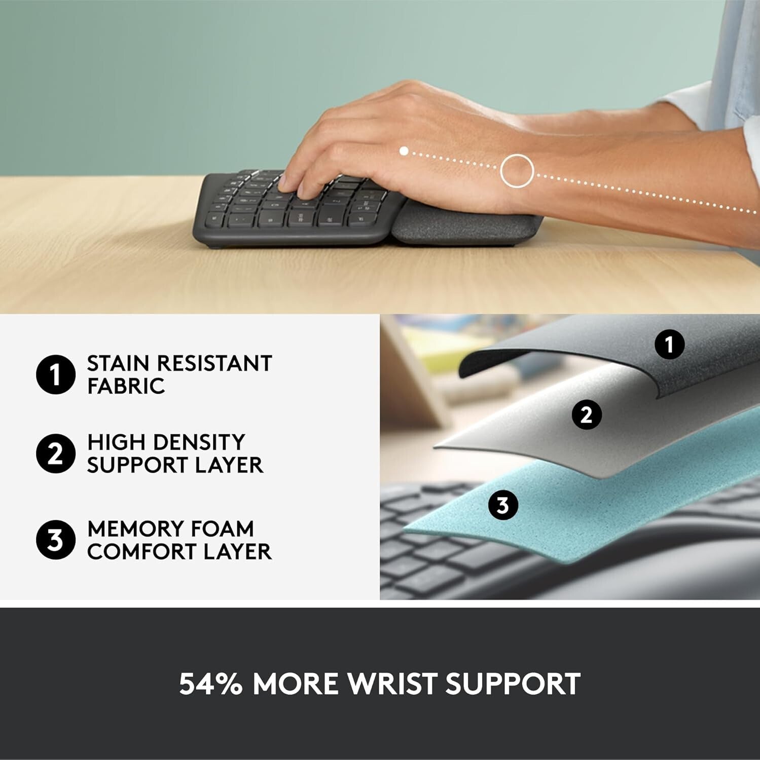 Wireless ERGO K860 Ergonomic Keyboard with Split Design & Wrist Rest Comfort