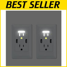 Load image into Gallery viewer, Receptacle with USB Charging and Night Sensor - Safe 15 Amp Electrical Solution