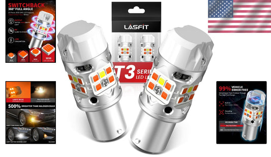 500% Brighter 1157 Switchback LED Bulb with Built-In Resistor for Amber/White