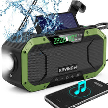 Load image into Gallery viewer, Compact Hand Crank and Solar-Powered NOAA Weather Radio with Bluetooth Speaker