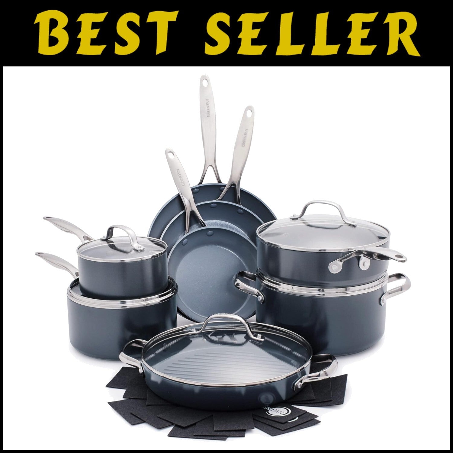 16-Piece Valencia Pro Cookware Set - Induction Safe, Oven Safe, Easy Cleanup