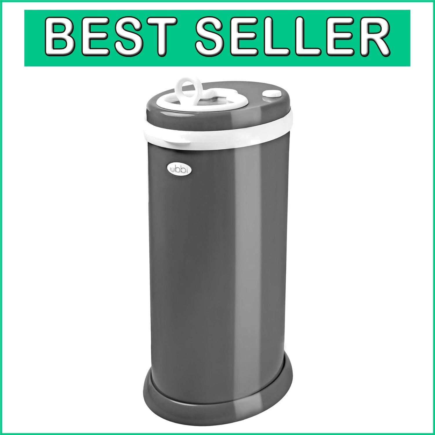 Award-Winning Slate Steel Diaper Pail - Odor Locking & No Special Bags Needed