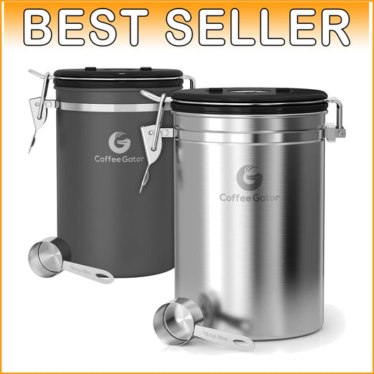 2-Pack Airtight Stainless Steel Coffee Canisters with Date-Tracker and Scoop