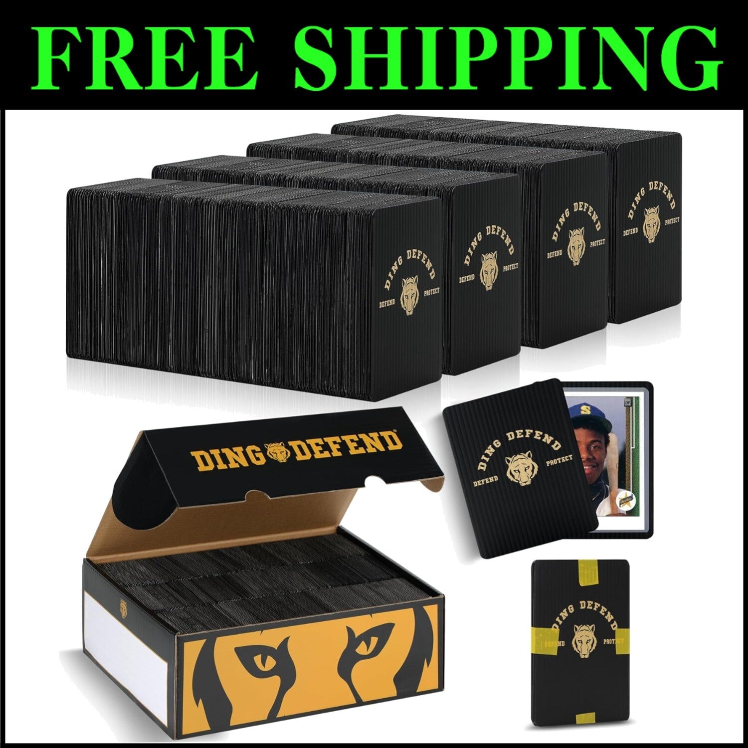 510 Pack Premium Tiger Design Trading Card Protectors for Secure Shipping