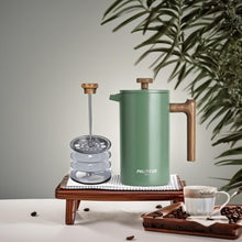Load image into Gallery viewer, Vintage Green 34 oz French Press with Wood Handle &amp; Double Wall Insulation
