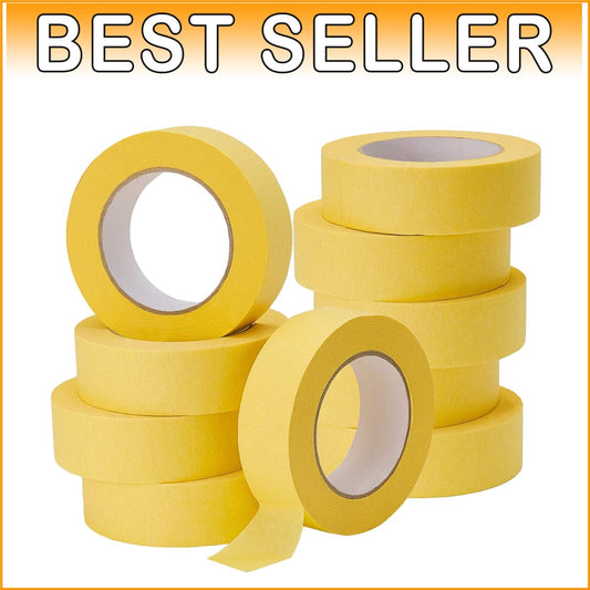 High-Performance Yellow Masking Tape for Auto Body - 10 Rolls, 600 Total Yards