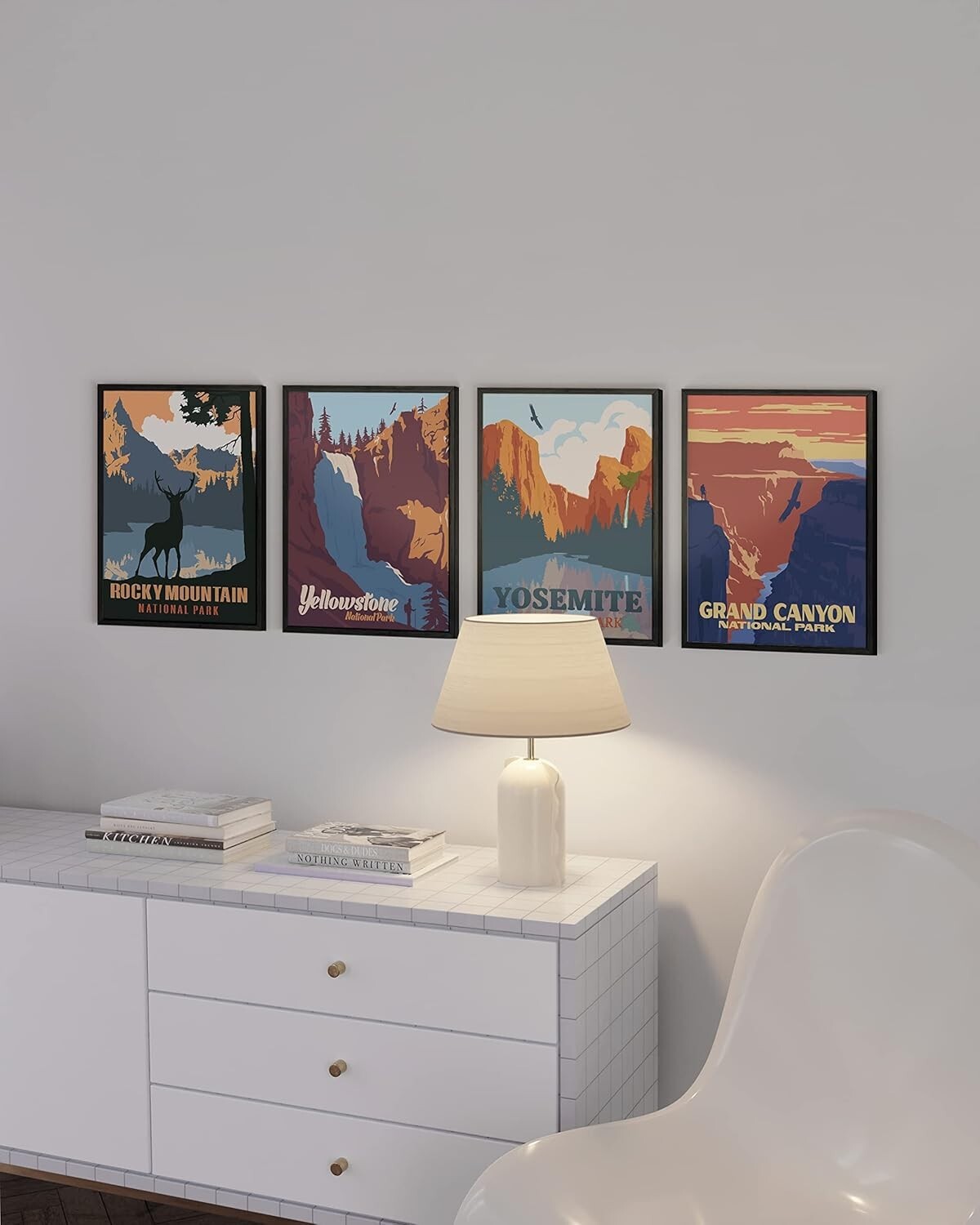 Customizable Vintage National Park Art - 8x10 Mountain Posters in Black Frame