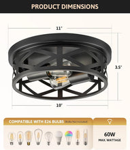 Load image into Gallery viewer, Modern Black Farmhouse Flush Mounts - 11" Adjustable Ceiling Lights Set of 2