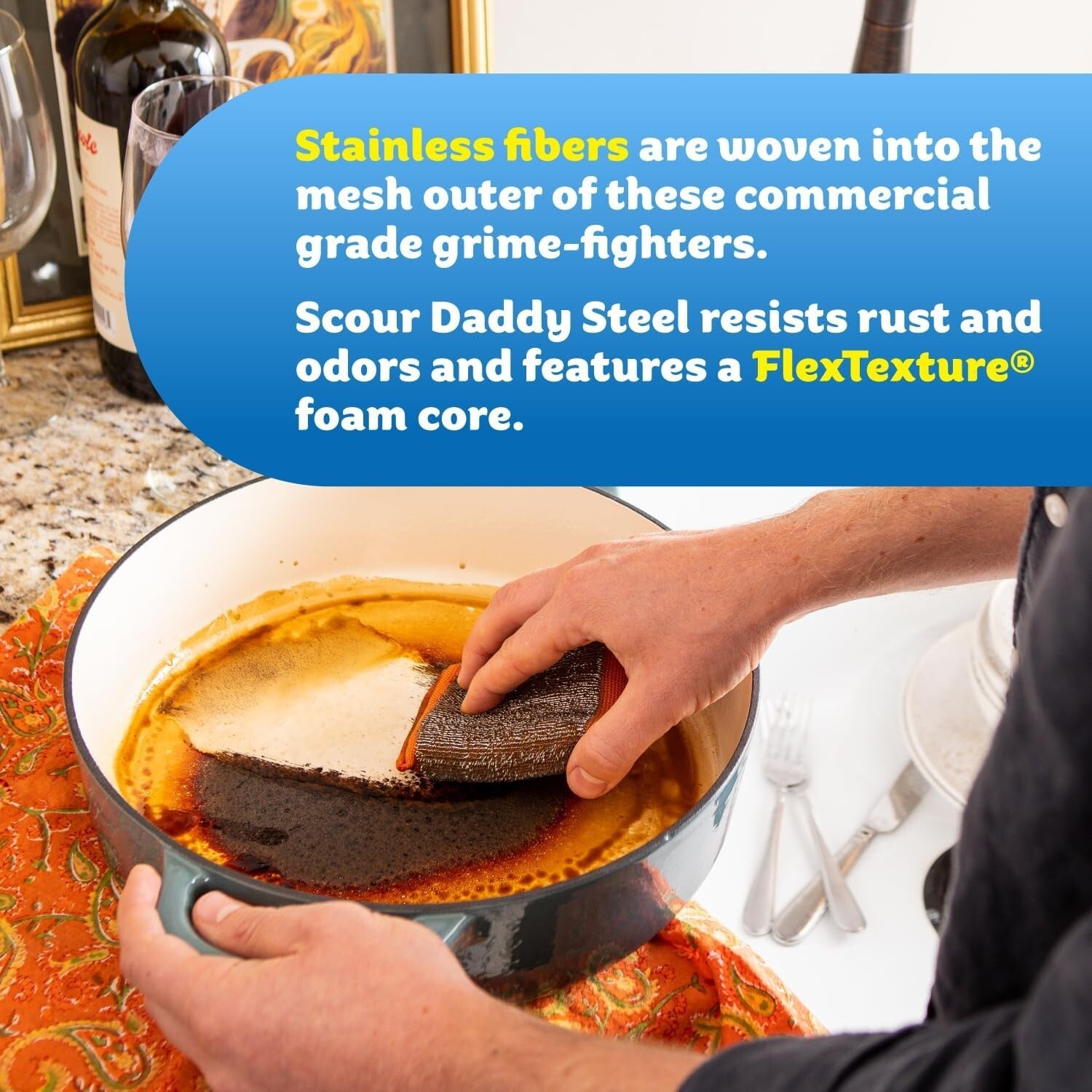 18-Pack Scour Daddy XL - Extra Large Steel Dish Scrubber for Tough Cleaning