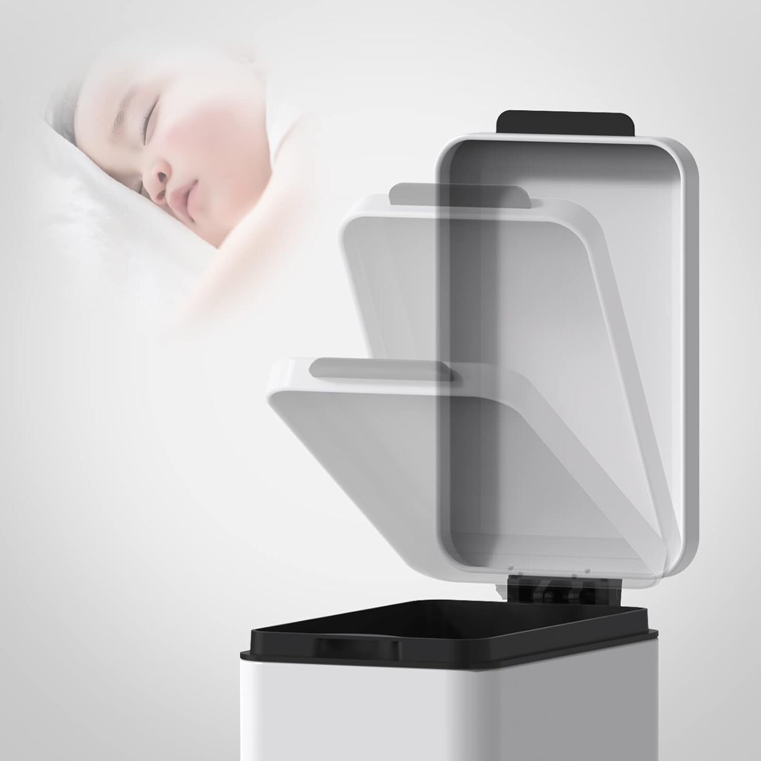 Elegant Slim Trash Can for Bathroom - 10L Stainless Steel with Soft Close Lid