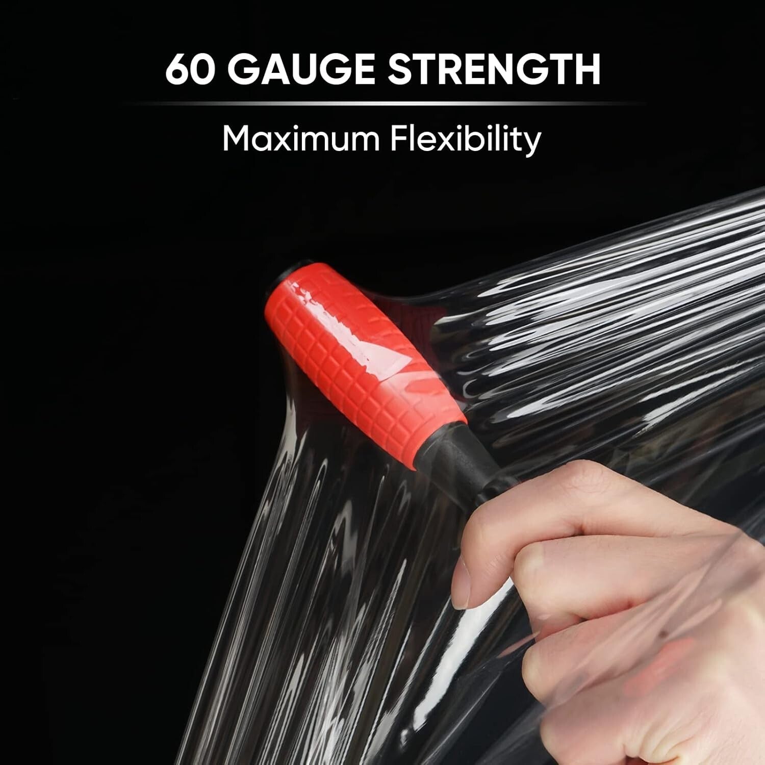 1000ft Clear Plastic Stretch Wrap with Handles - 4 Rolls of 15-Inch Strong Film