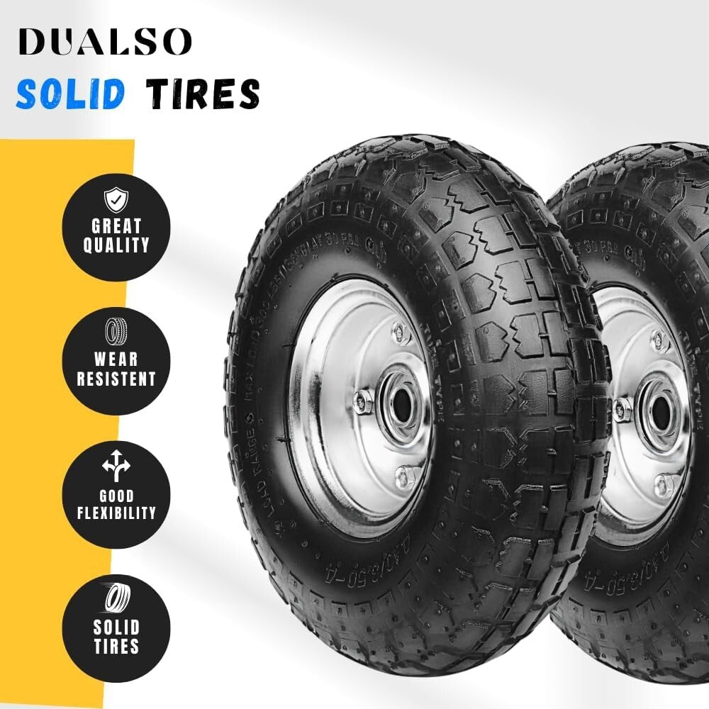 All-Terrain 10-Inch Solid Rubber Replacement Utility Wheels - Fits Most Vehicles