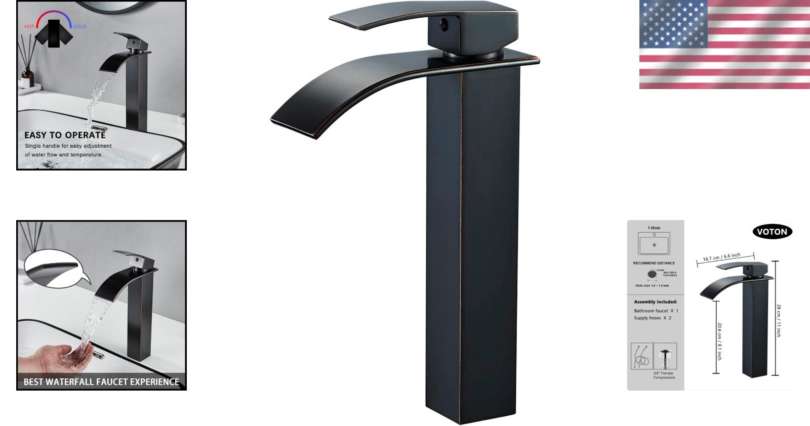 Water-Saving Oil Rubbed Bronze Vessel Sink Faucet – Elegant Bathroom Essential